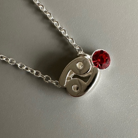 Sterling Silver Ruby Cancer Necklace - Picture 7 of 7